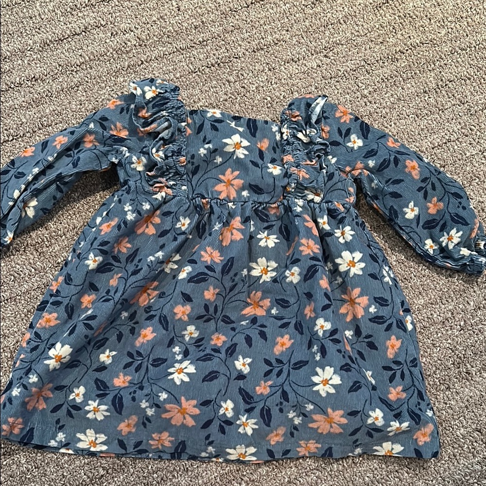 Floral Blue and Orange 12 mo Dress